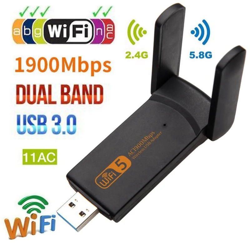  Высококачественный WiFi1900Mbps адаптер 2.4GHz5.0GHz Внешняя беспроводная сетевая карта двухдиапазонный Wifi приемник для настольного