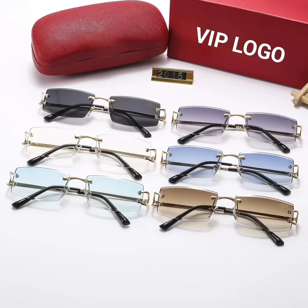 Women Men Sun Protection Shades Designer Luxury Cheetah Rimless Square Sunglasses With Famous Brands