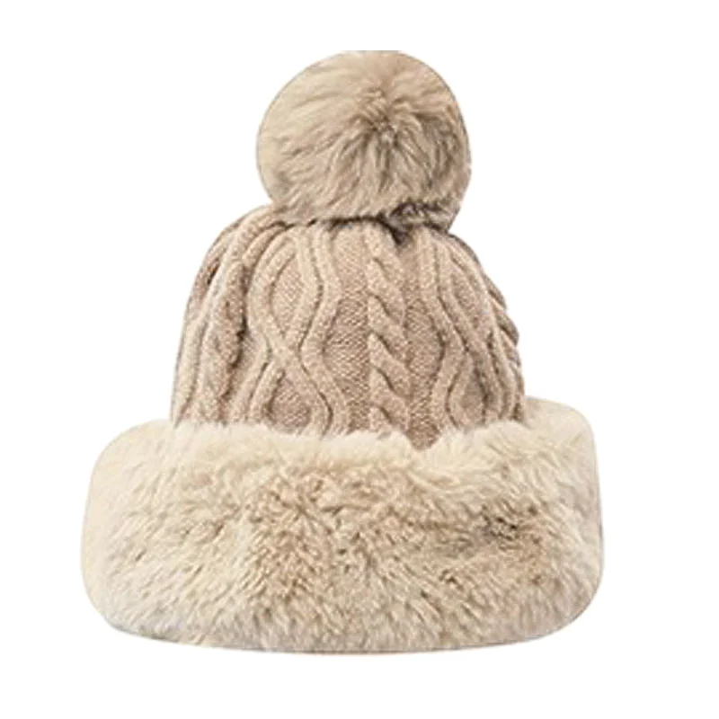New Design Fashion Custom Cute Knitted Pom Thicken Nit Bobble Beanie Hats For Ear Protection