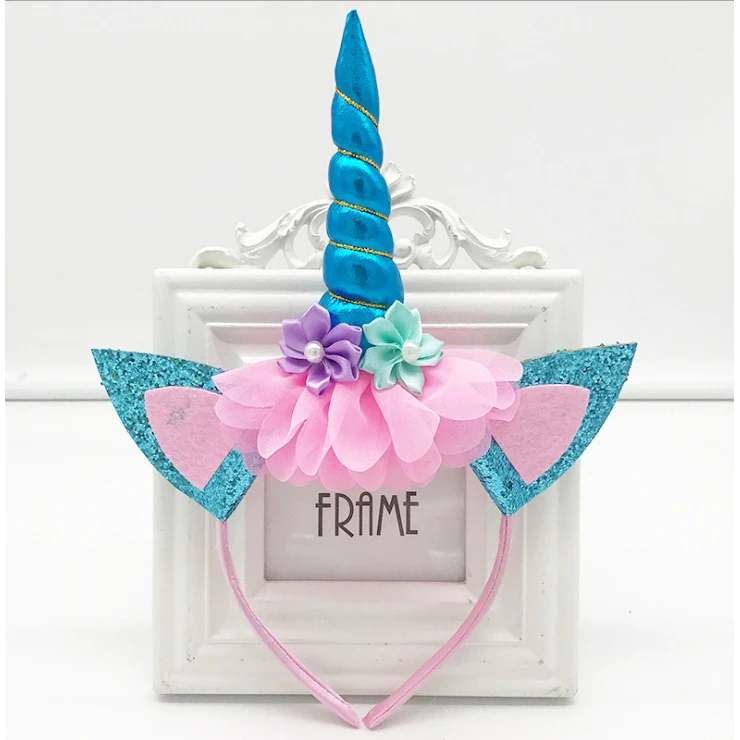Повязка для волос в виде единорога на день рождения, украшение для вечеринки, головной убор для вечеринки