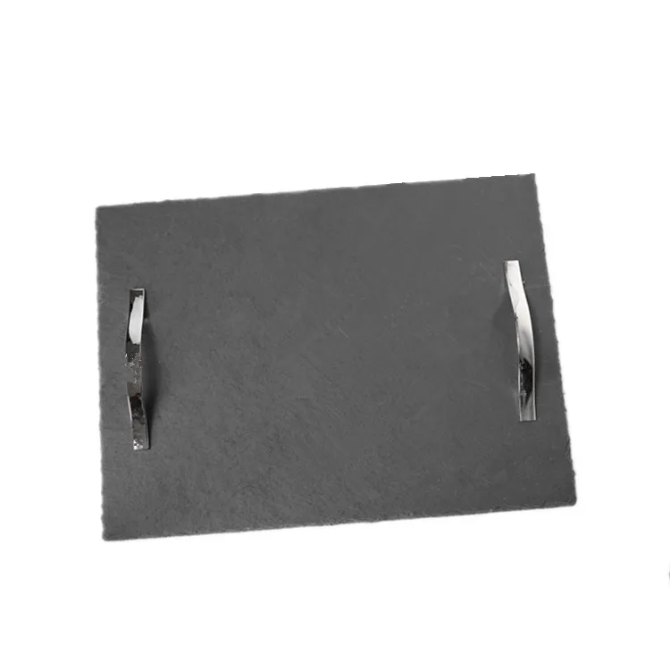 Natural Slate Environmentally Friendly The Dessert Plates Slate Cheese Serving Tray With Metal Handle