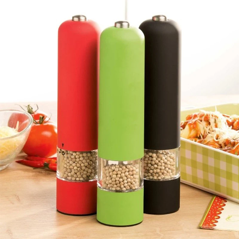 Plastic ABS electric pepper mill transparent battery coarse salt grinder modern minimalist kitchen electric seasoning grinder