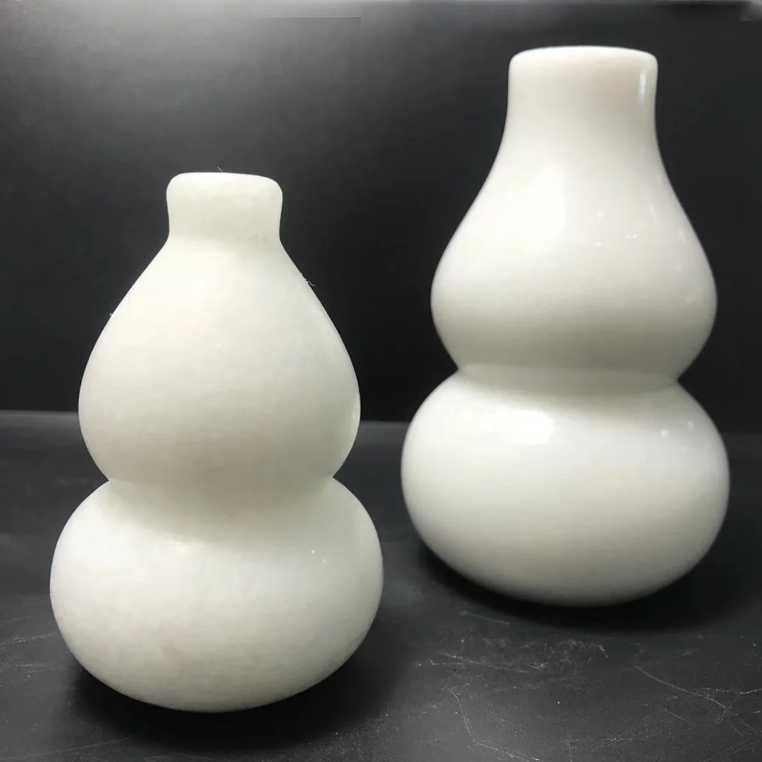 Wholesale high quality natural white marble  jade  gourd for home decoration