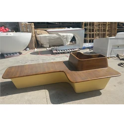 Лидер продаж, уличные общественные скамейки, длинный цветочный горшок из древесины, плантатор, скамейка