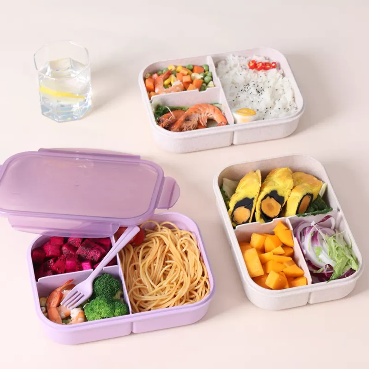 Popular  adult  school  kids  3  compartment  bento  box  food  container  microwaveable  lunch  box