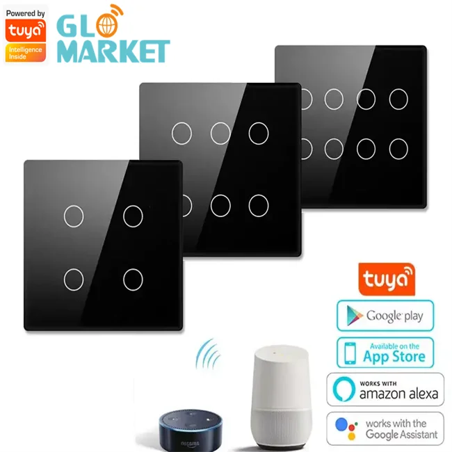 Glomarket Tuya Smart WIFI Switch Brazil Standard 118*124 Smart 4/6/8 Gang Light Switch Work with APP Alexa Google Home