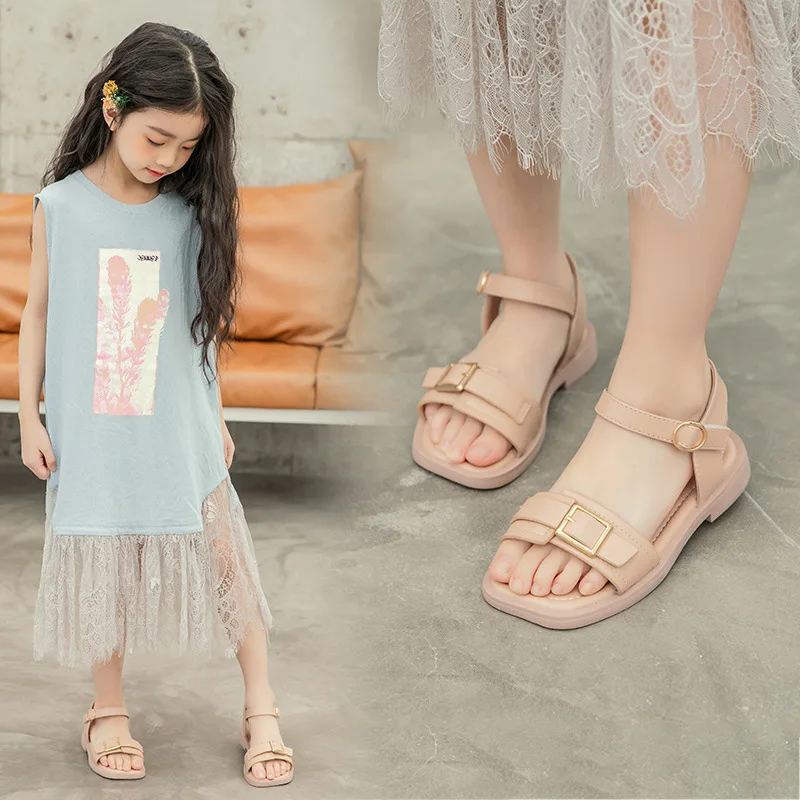 Новинка Весна 2021, детские сандалии принцессы, повседневная детская обувь для девочек с открытым носком, пляжная обувь для девочек