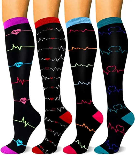 Hot Sale 20-30mmhg Running Men Women Athletic Fun Stocking Knee High Nurse Medical Compression Socks
