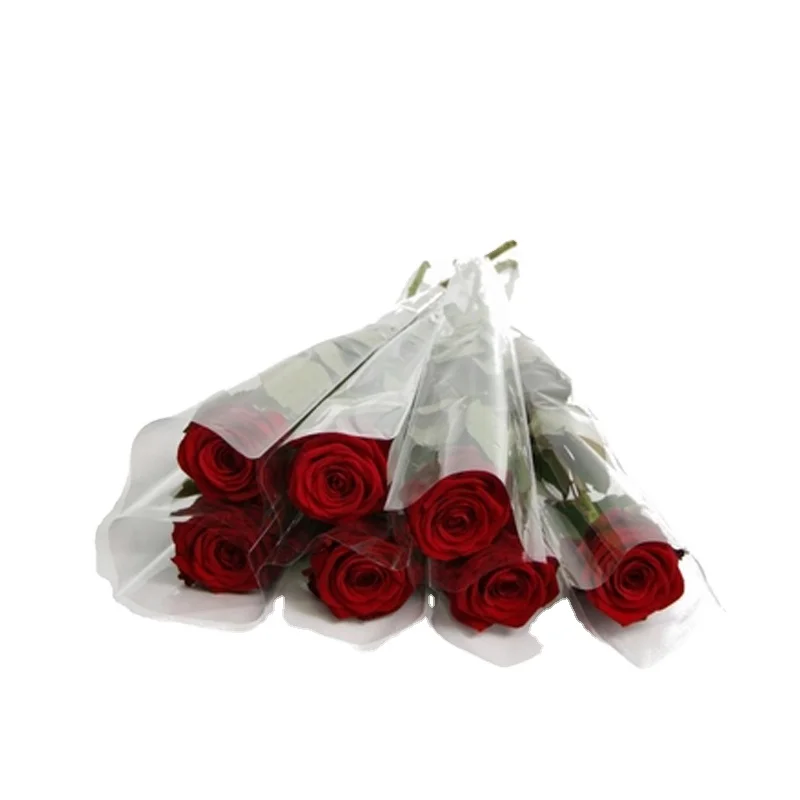 Transparent cone shaped plastic flower wrapper bags