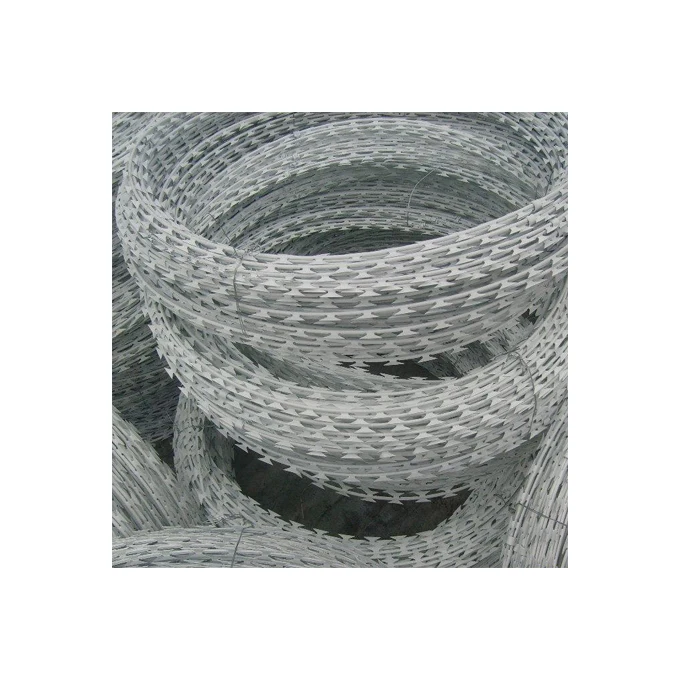New high quality china manufacture fence galvanized/stainless steel razor blade concertina barbed tape wire price