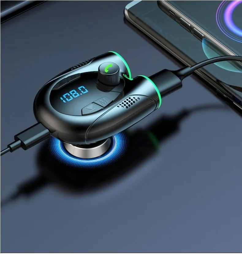 GXYKIT Radio Tuner Dual Mp3 Player Voice Interaction wireless 5.0 Car Kit Car Adapter modulator car fm transmitter bluetooth