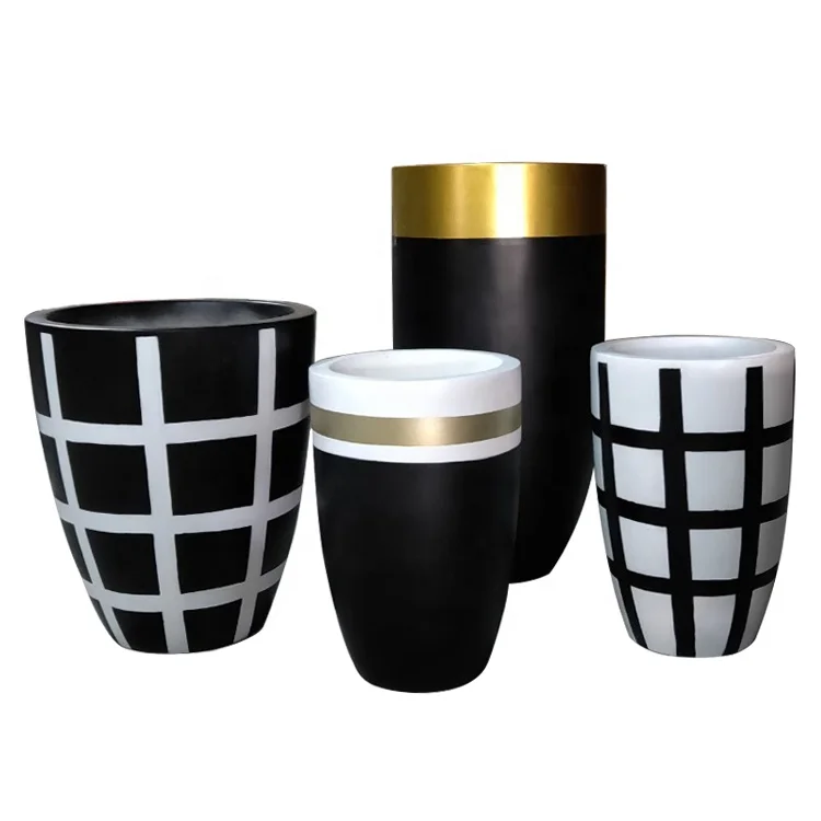 Factory Morden Wholesale Unique Fiberglass Vase Hand Paint Design Flower Pot For Home Decoration