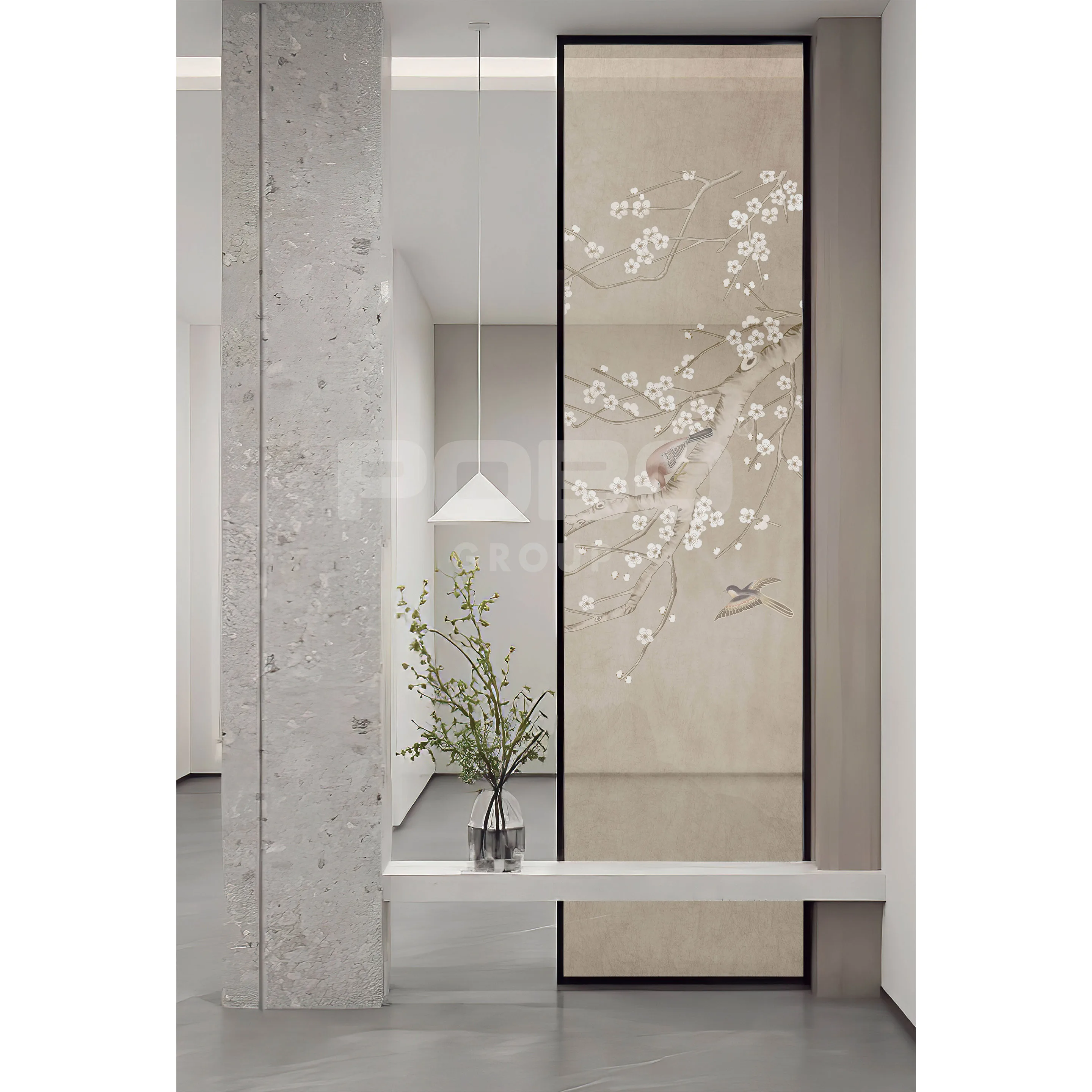 Partition Screen Ceiling Dividers Glass Decorative Art Wall Screen Digital printing Glass Room Divider Screen