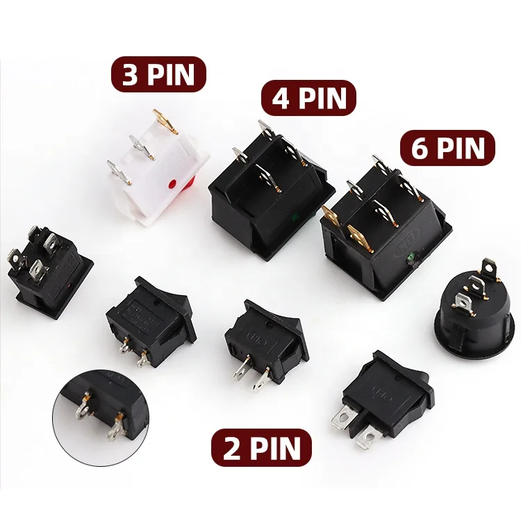 KCD4-201 250V 6A двойные ряды шпильки 6pins свет кулисный переключатель Dpdt KCD4 T85 со светодиодной