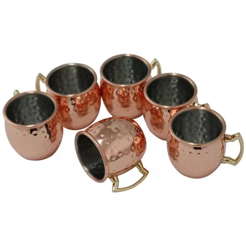 Affordable custom logo mini Moscow Mule copper cup, 2 oz beer glass, perfect for parties, weddings, and bars