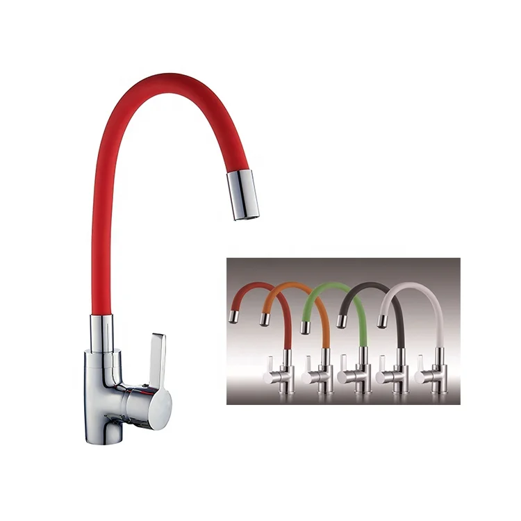 Popular design colorful rubber round pipe deck mounted green  kitchen sink tap torneiras da cozinha TORNEIRA COZINHA