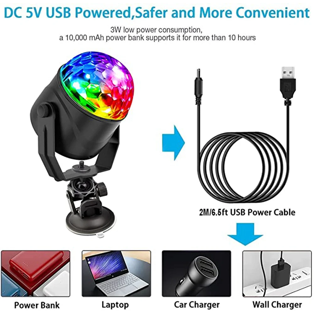 USB Crystal Magic ball light voice control rotary  car stage light KTV bar atmosphere light