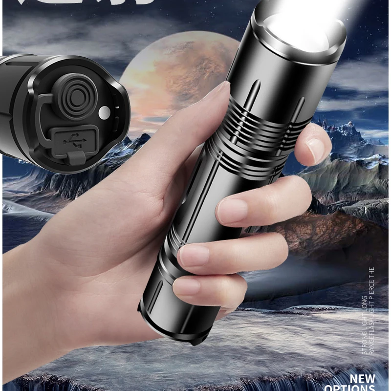 Новый мини-фонарик 4 режима освещения USB перезаряжаемый 1200 люмен IP68 водонепроницаемый ультра яркий масштабируемый тактический фонарик