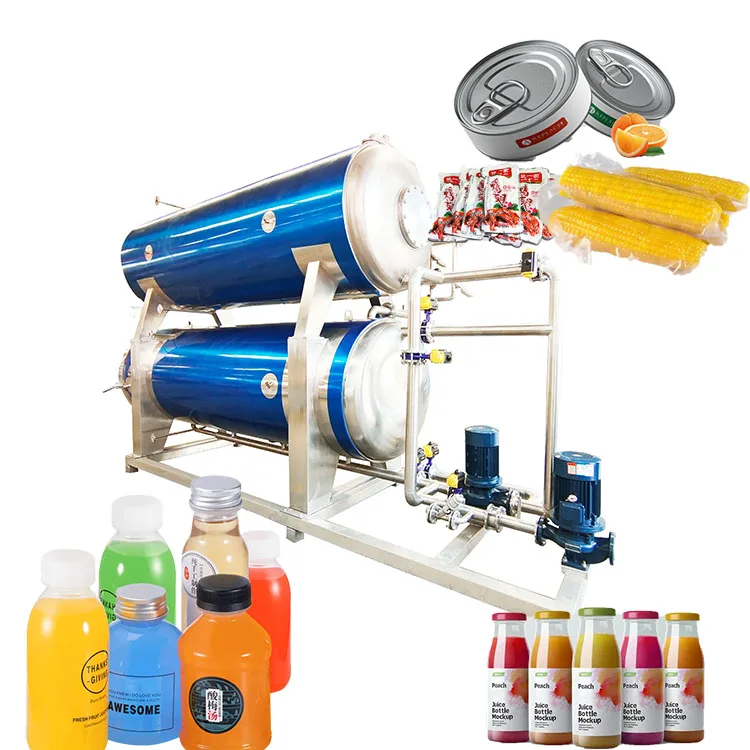 Industrial Double Layer Tea Sterilizing Machine Pot Canned Beef Paste Palm Fruit Coconut Water Sterilizer