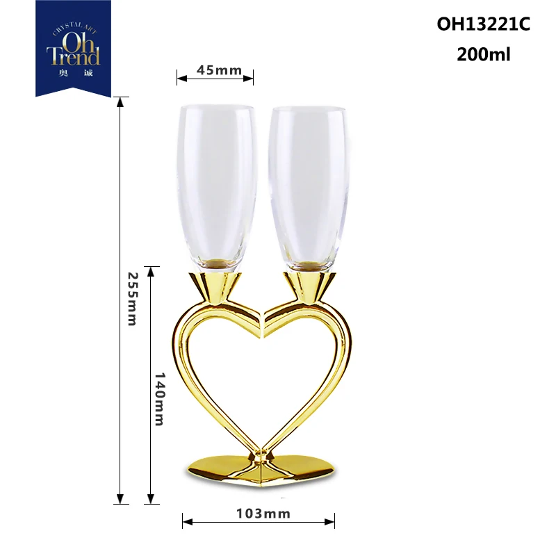 Romantic Heart-Shaped Wine Luxury Wedding Tableware heart stem champagne glass