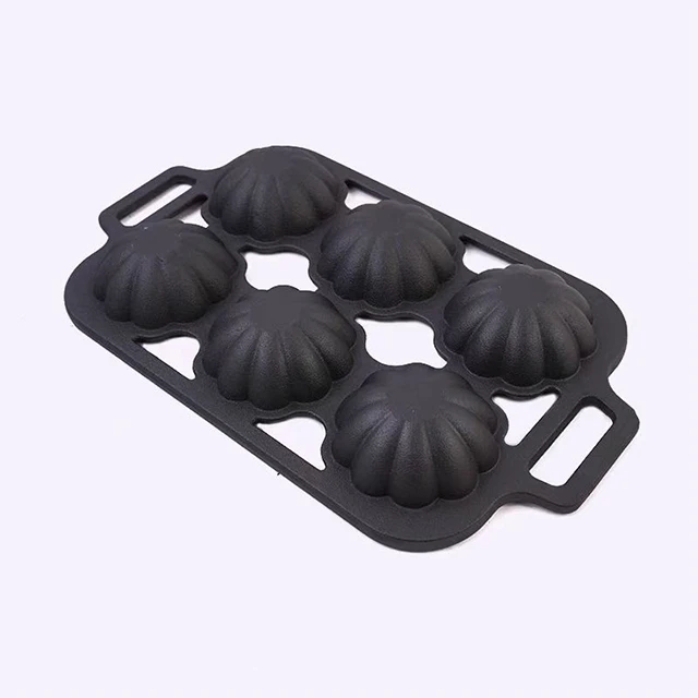 Cast iron 6-hole pumpkin cake DIY mold uncoated non-stick New oven baking preform mold