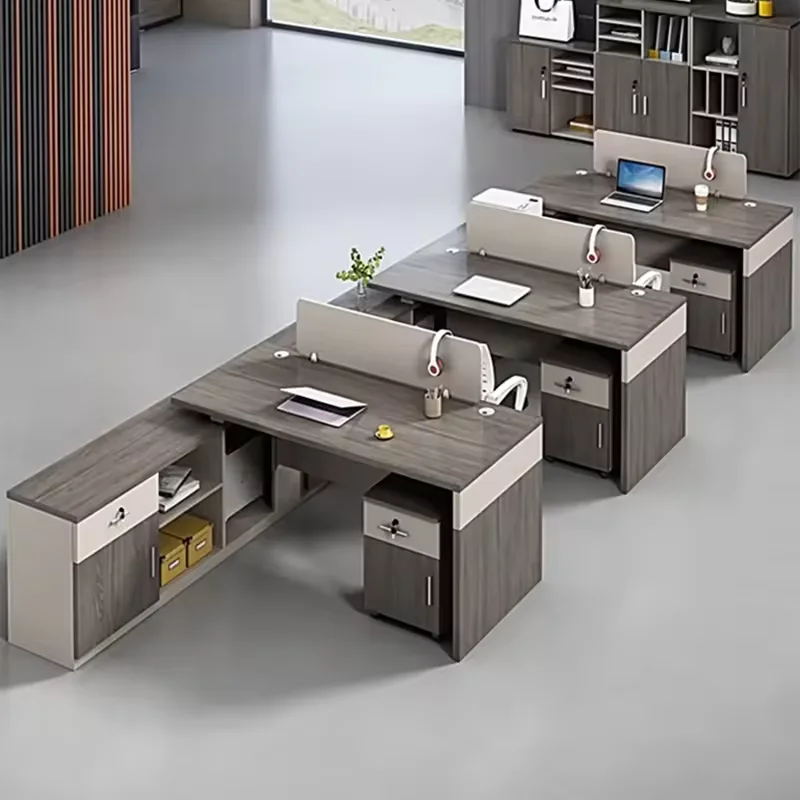 Office Staff Desk, Modern And Minimalist Finance Desk, Screen Card Slot, 8-person Office Desk