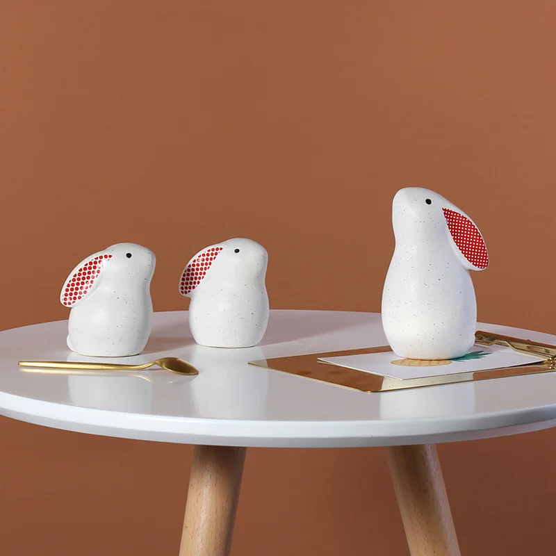 Wholesale ceramic wedding cute rabbit ornaments hotel home decor ornaments nordic home decoration pieces