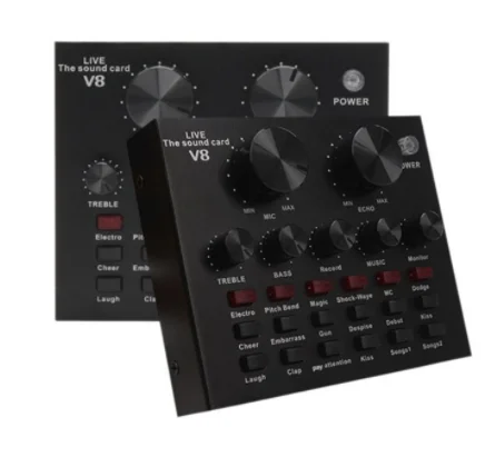 Amazon top seller v8 Audio Sound Card Audio Setting Interface External Sound Card USB Live Microphone Sound Card