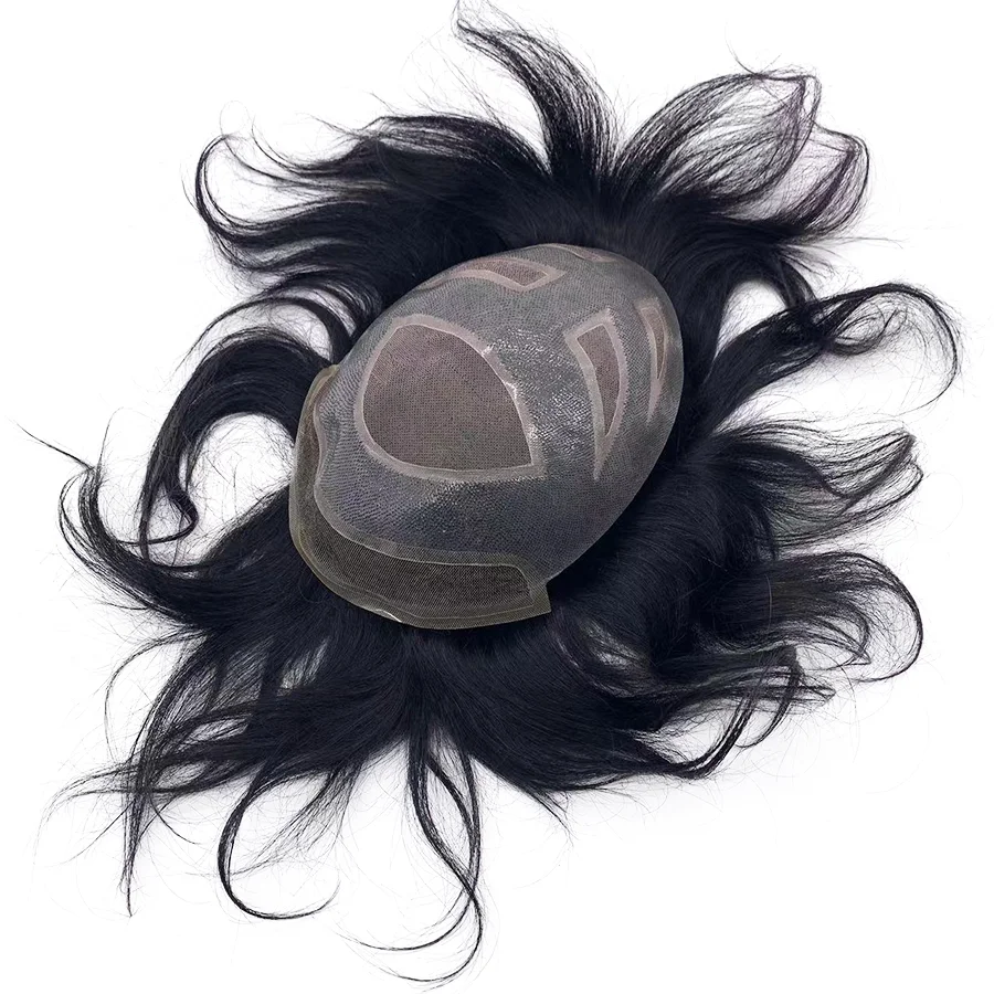 Stock Invisible Hairline Lace Front Indian Human Hair Mono Toupee Men Durable Hair Unit