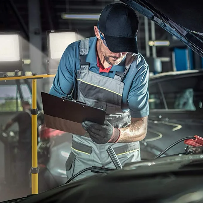 100W Dual-Head Weather Resistant 14000 Lumen Portable LED Flood  Metal Telescopic Tripod Stand Rotating retractable drop light