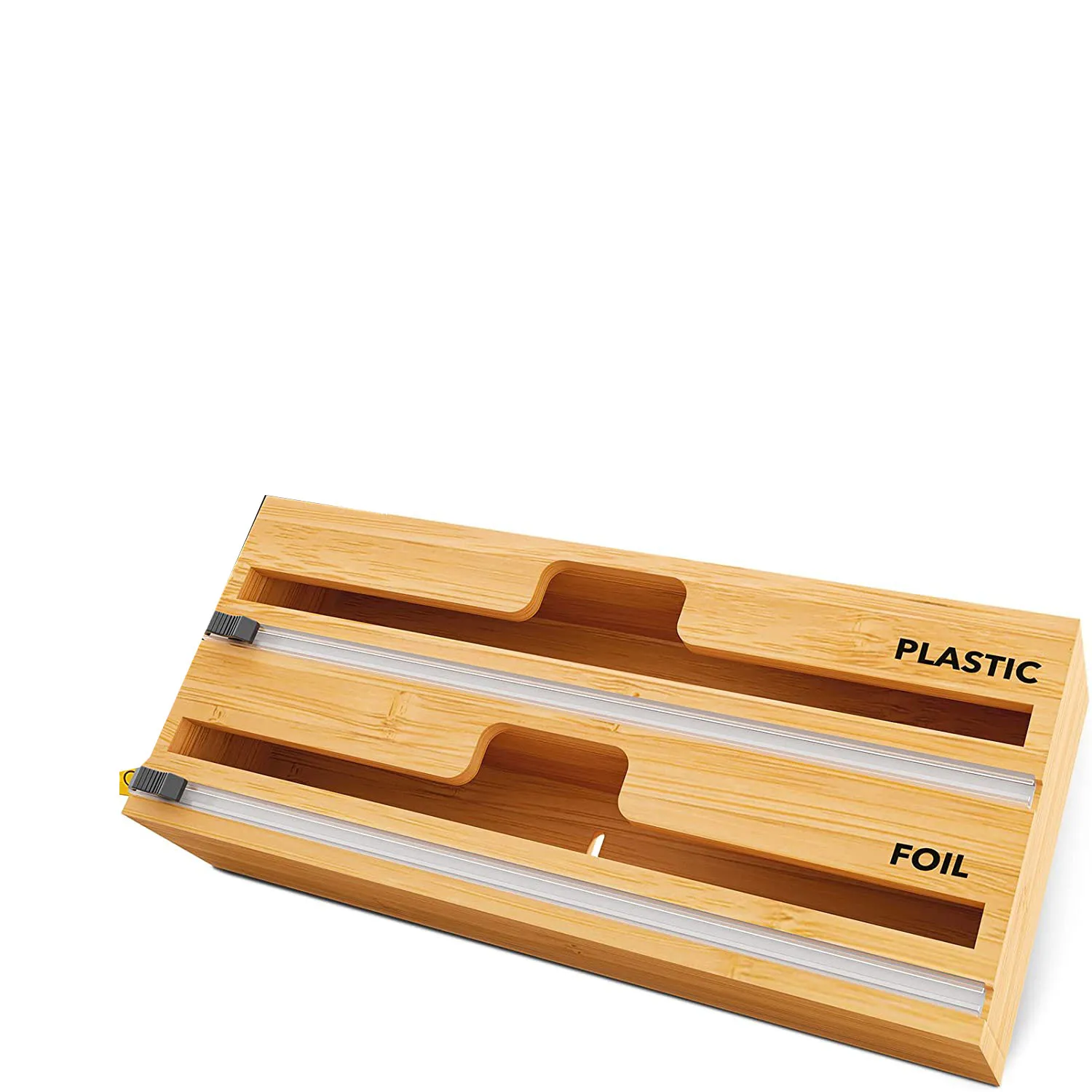 Kitchen Drawer Organizer Holder, Compatible  12 lnches  Roll Aluminum  Wax Paper Bamboo Foil Dispenser With Cutter