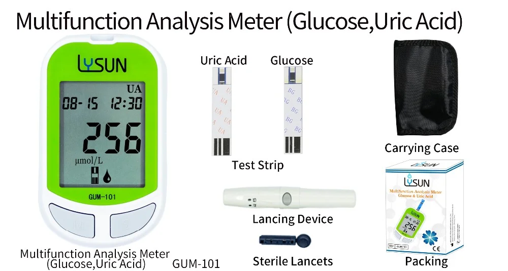 NEW version 2 in 1 Blood Glucose & Uric Acid analysis  Meter