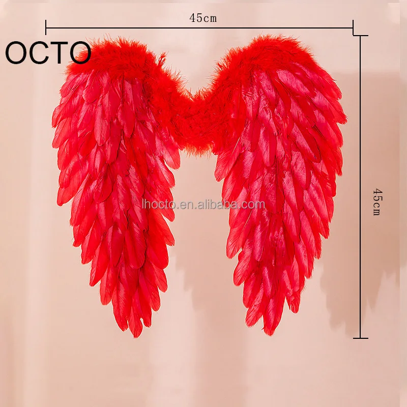45*45CM White Black Red Pink Feather Angel Wings For 100-140cm Height Kids Children