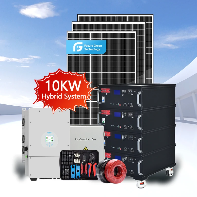 Full Package 5Kw 10Kw 20kw 30Kw Spilt Inverter Hybrid Solar Power System Set Lithium Battery Storage Generator for Residential