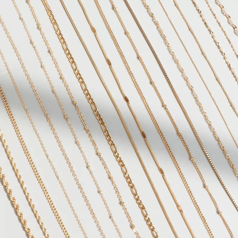 18k Gold Plated Single Chain Multi-style Stainless Steel Necklace