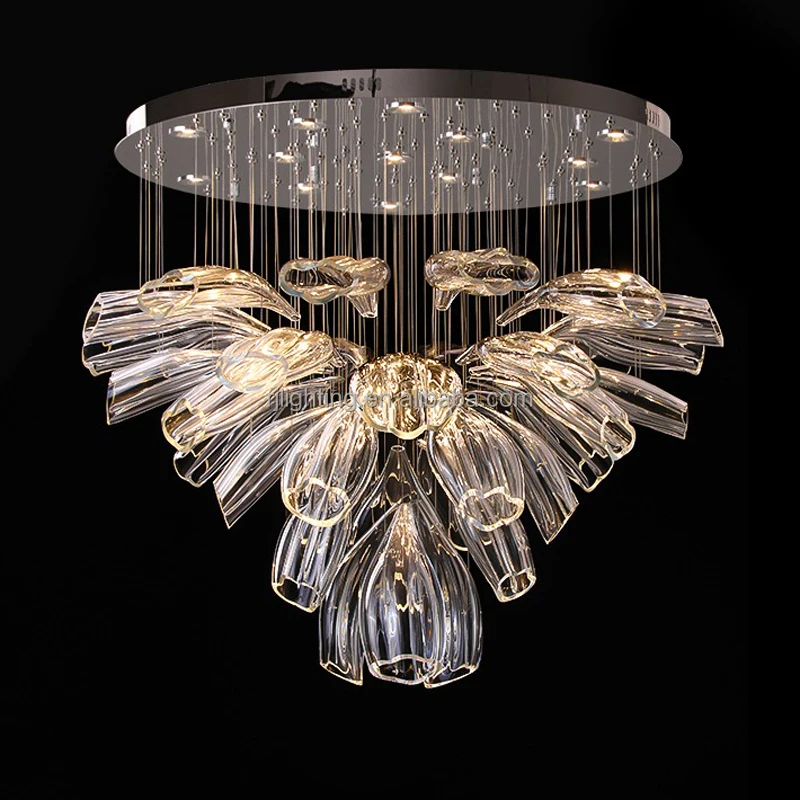 modern customize hotel lobby duplex villa living room lights glass pendant led foyer chandelier