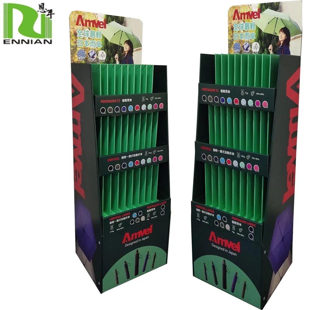 POP custom cardboard umbrella display stand   paper display stand shelf --one day sample , free design