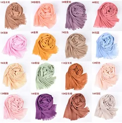 Hot Selling Fashion Ladies Solid Color Soft Cotton Plain Hijabs Muslin Women Newest Bamboo Yarn Plain Cotton Head Scarf Hijabs