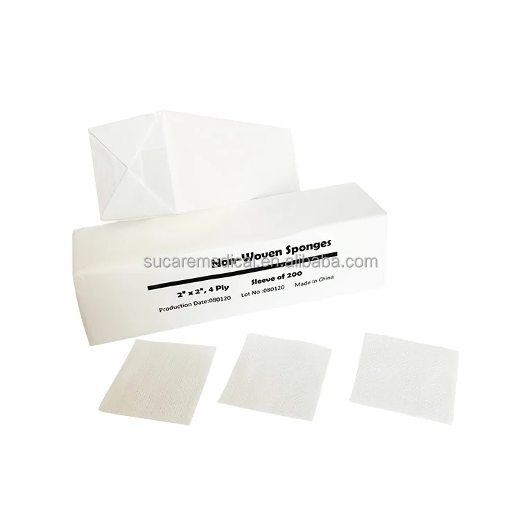 Одноразовая нестерильная 4-слойная медицинская Нетканая марля 2x2 стоматологическая губка