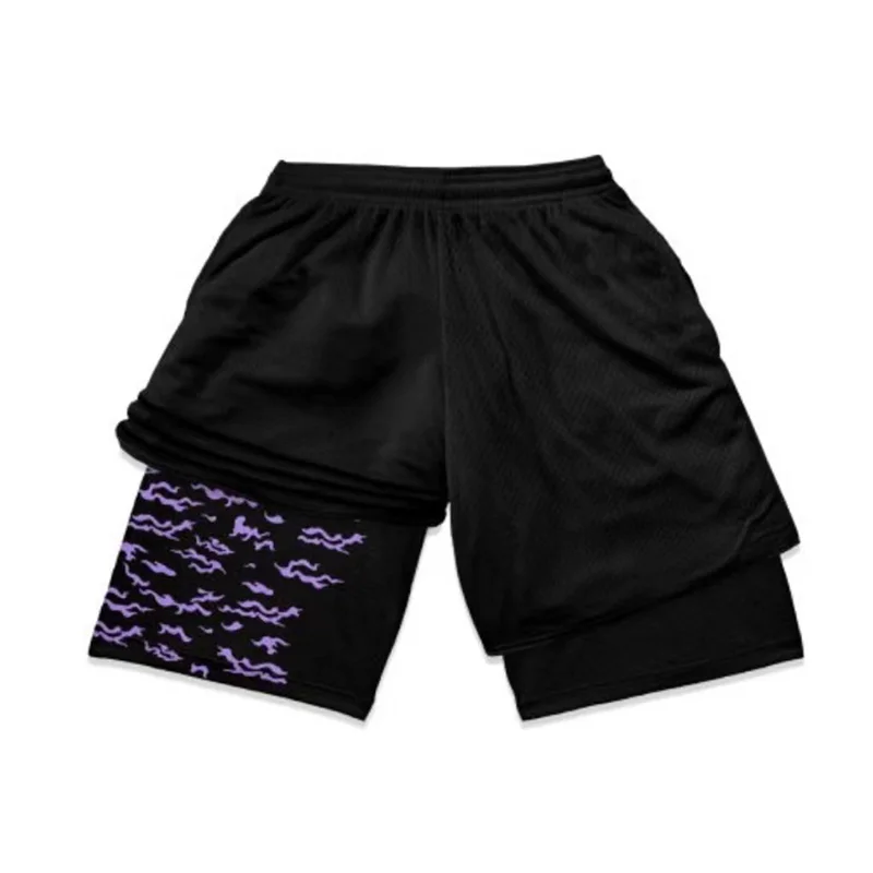 Milk Fiber Inner Layer Sublimated Design Side Seam Pockets mens performance  shorts double layered mesh shorts custom