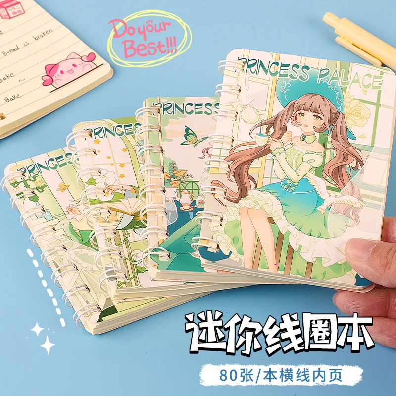 The A7 Cute Cartoon Coil Book contains 80 pages and is designed for student note taking
