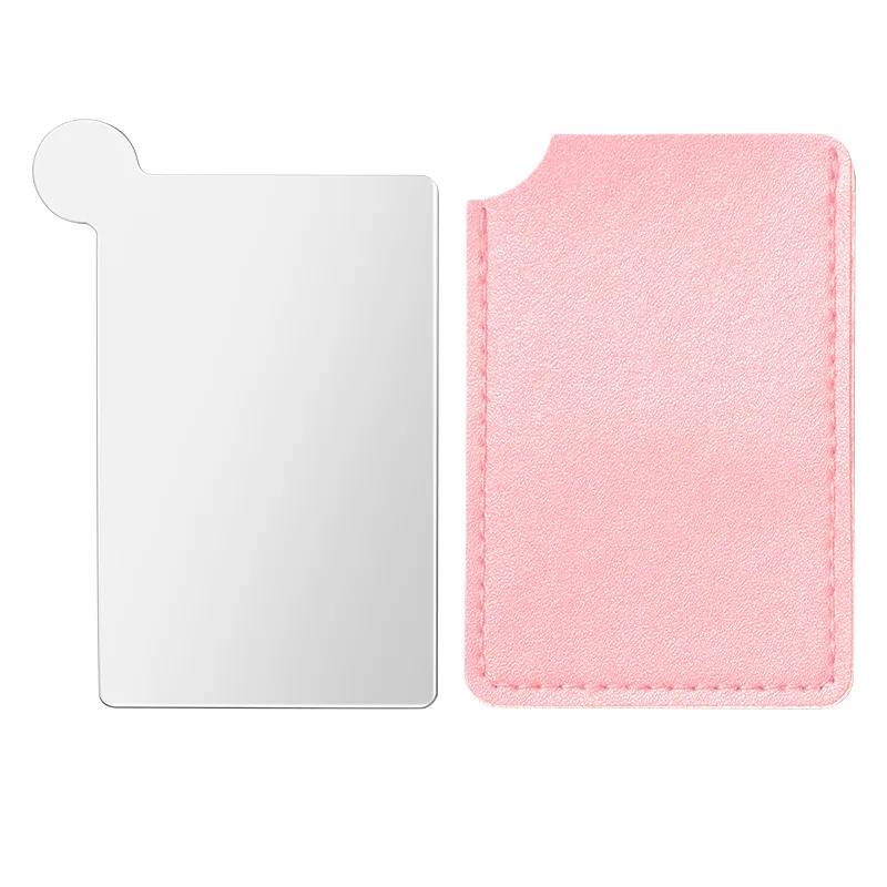 Unbreakable Stainless Steel Makeup Mirrors Travel Purse Handbag Compact Pocket Small Mirror with Leather Case