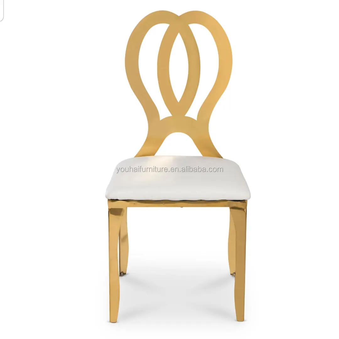 Hot sale stackable gold butterfly stainless steel wedding chair for event party