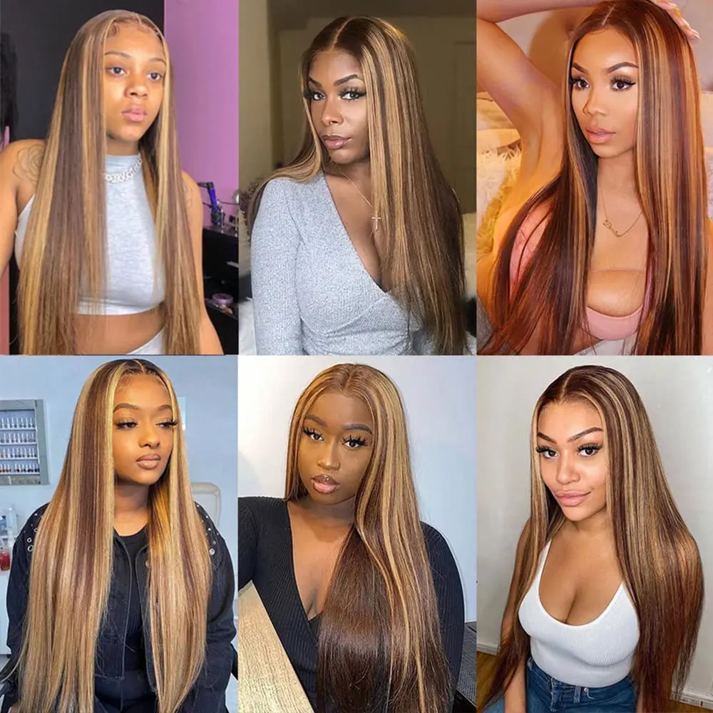 Wholesale Brazilian Virgin Remy Human Hair 13X4&6 Lace Front Highlight Wigs HD Transparent Human Hair Wigs For Black Women