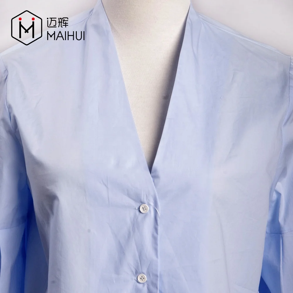 Newest Design 100% Cotton Women Long Sleeve Blouses 122nd Canton Fair Beautiful Blouse Top