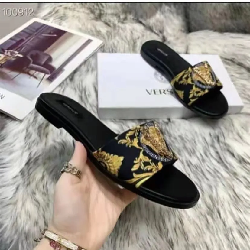 summer spring sandals high quality printed chic shoes wholesale price 2022 new fashion slip on slides flat with slippers