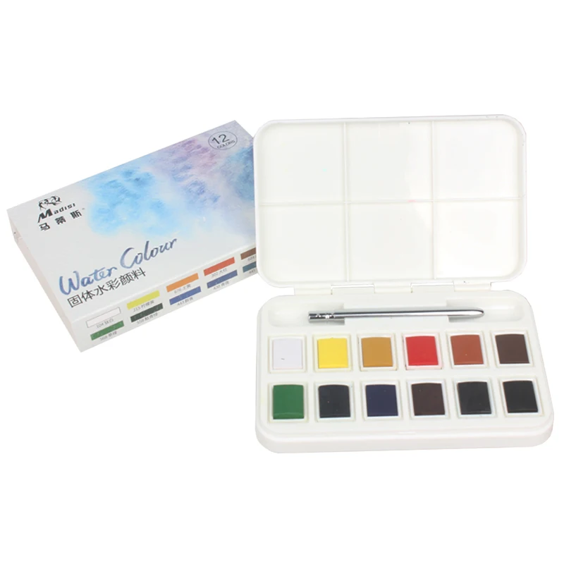 Art Supplies Removable 12 Colors Beginner Mini Paint Solid Watercolor Paint Set For Painting Lovers