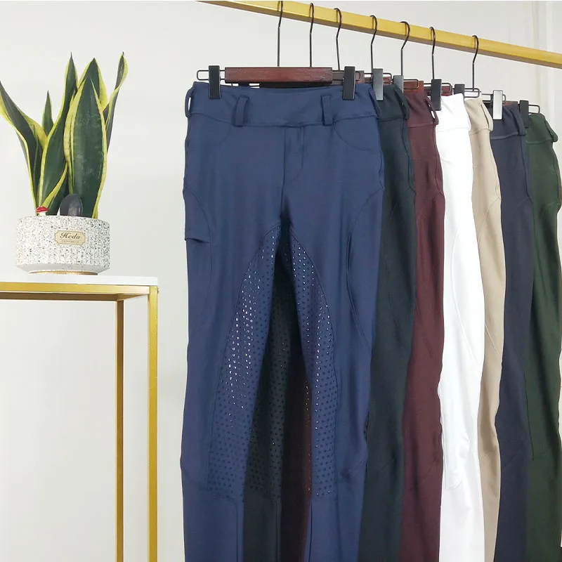 Customized Full Seat Silicone Equestrian Breeches With Pockets Quick Dry Horse Riding Breeches ODM Women Equestrian Leggings