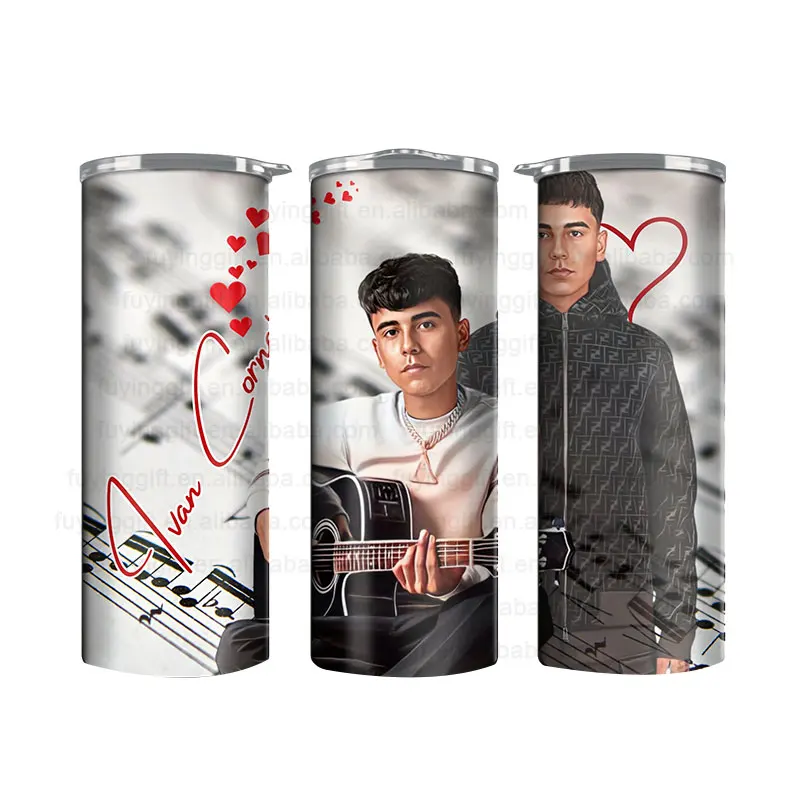 Ivan Cornejo Tumblers with Customized Art Design Wholesale Blank Sublimation 20 oz 30oz Travel Tumbler Cup Straw