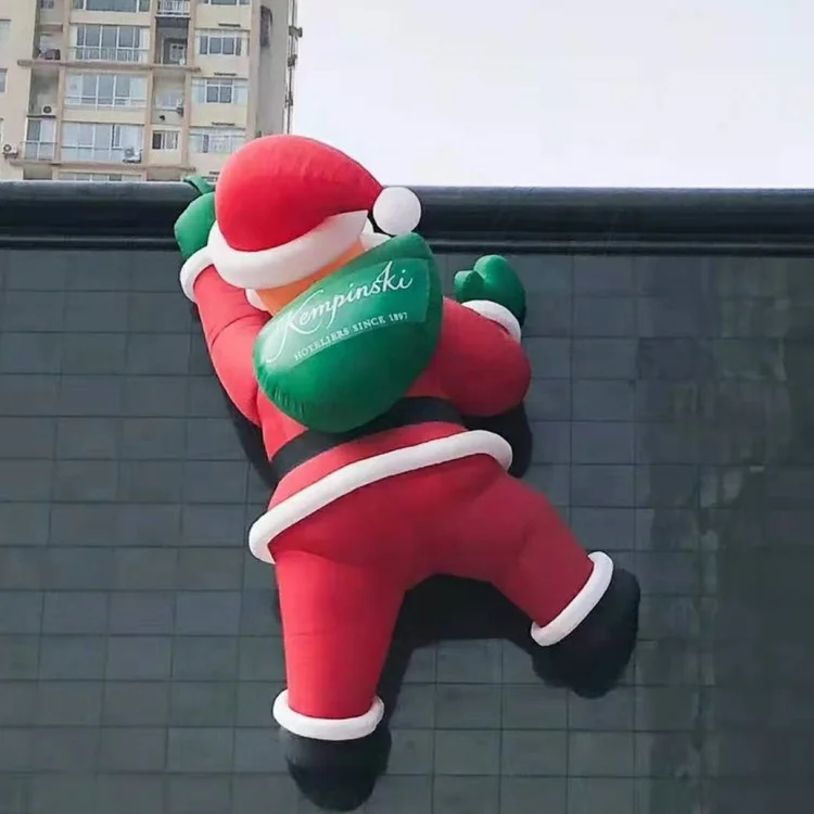 factory wholesale premium outdoor inflatable decorative climbing wall Christmas Santa Claus